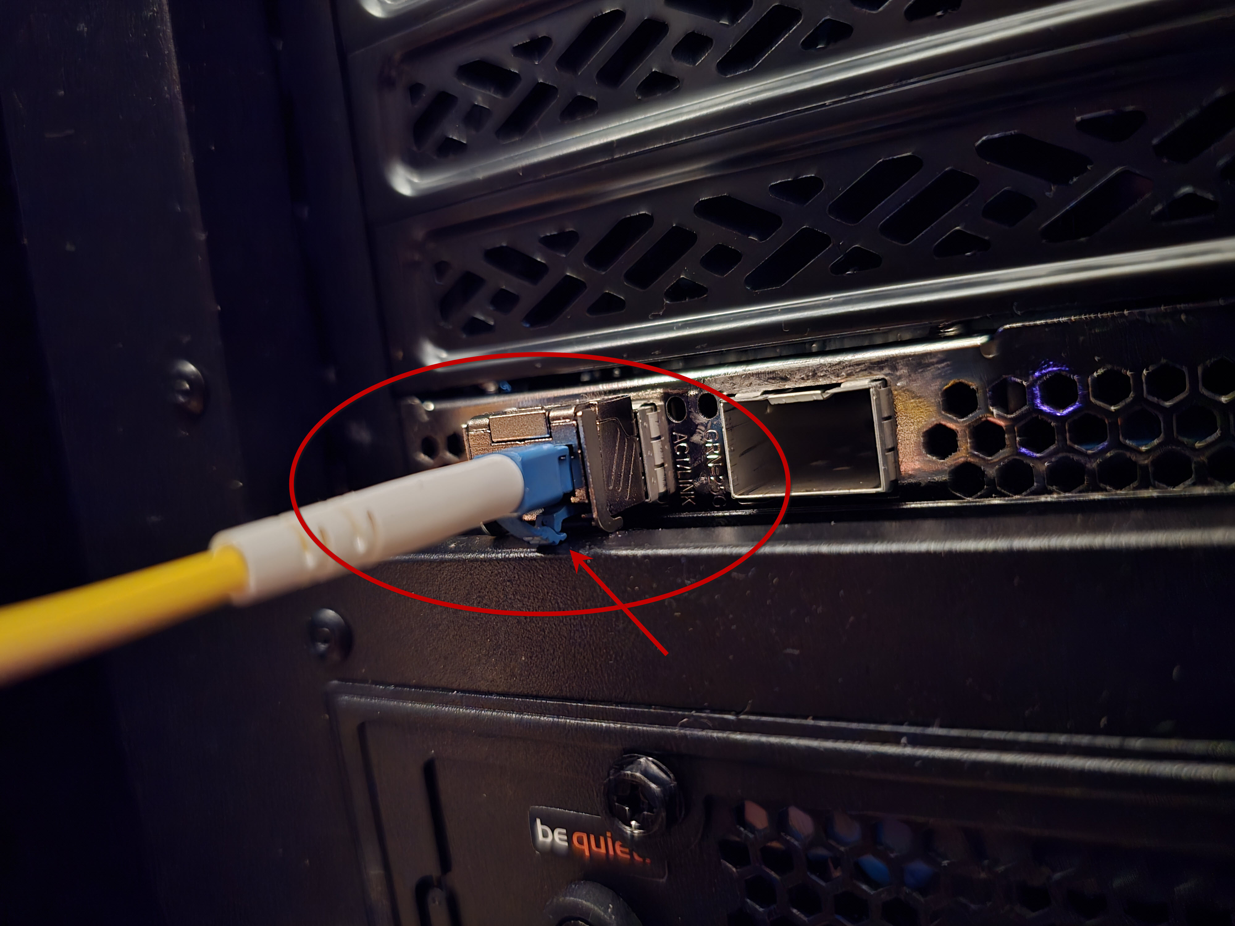 tight space below SFP slot