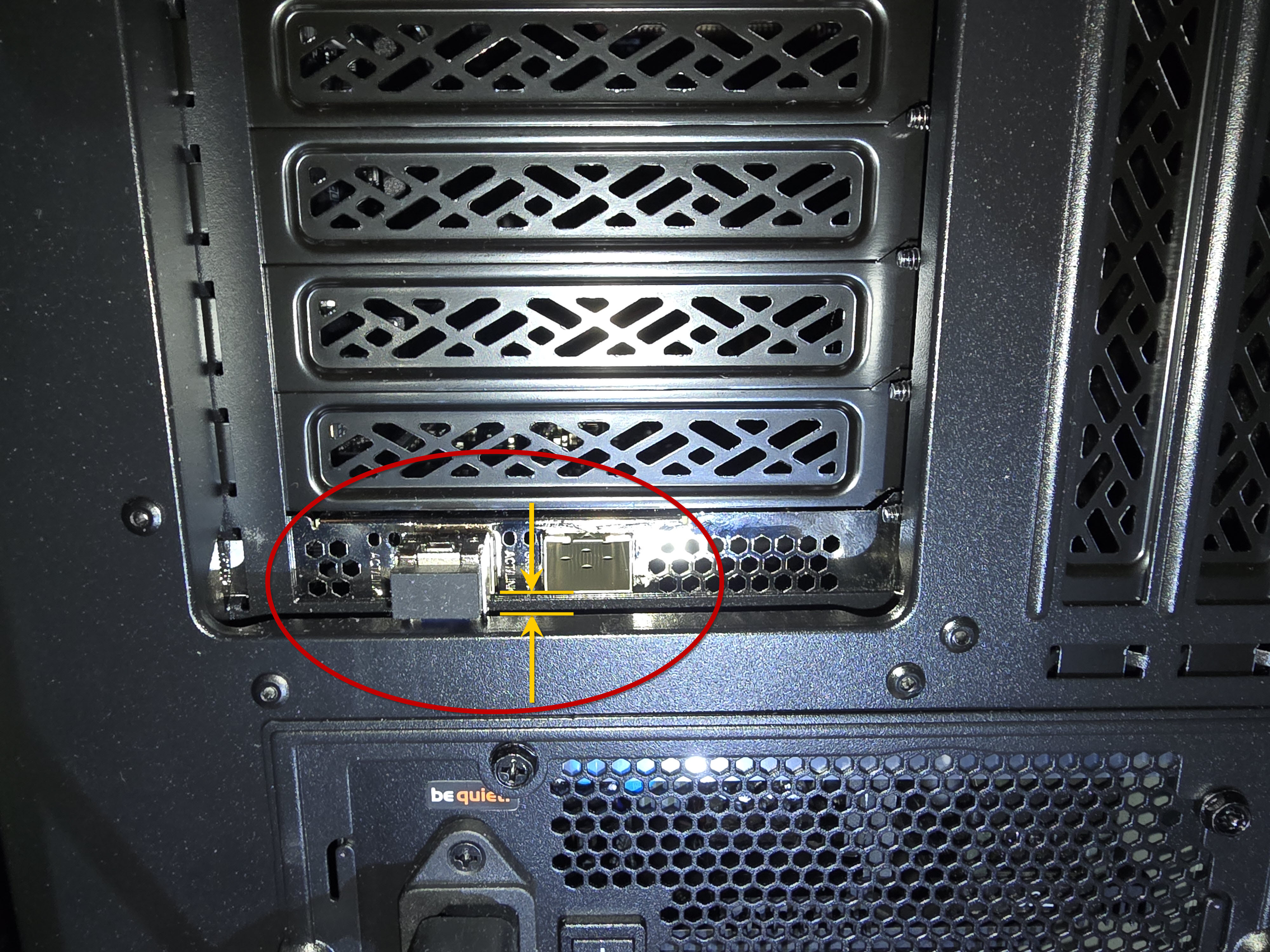 tight space below SFP slot