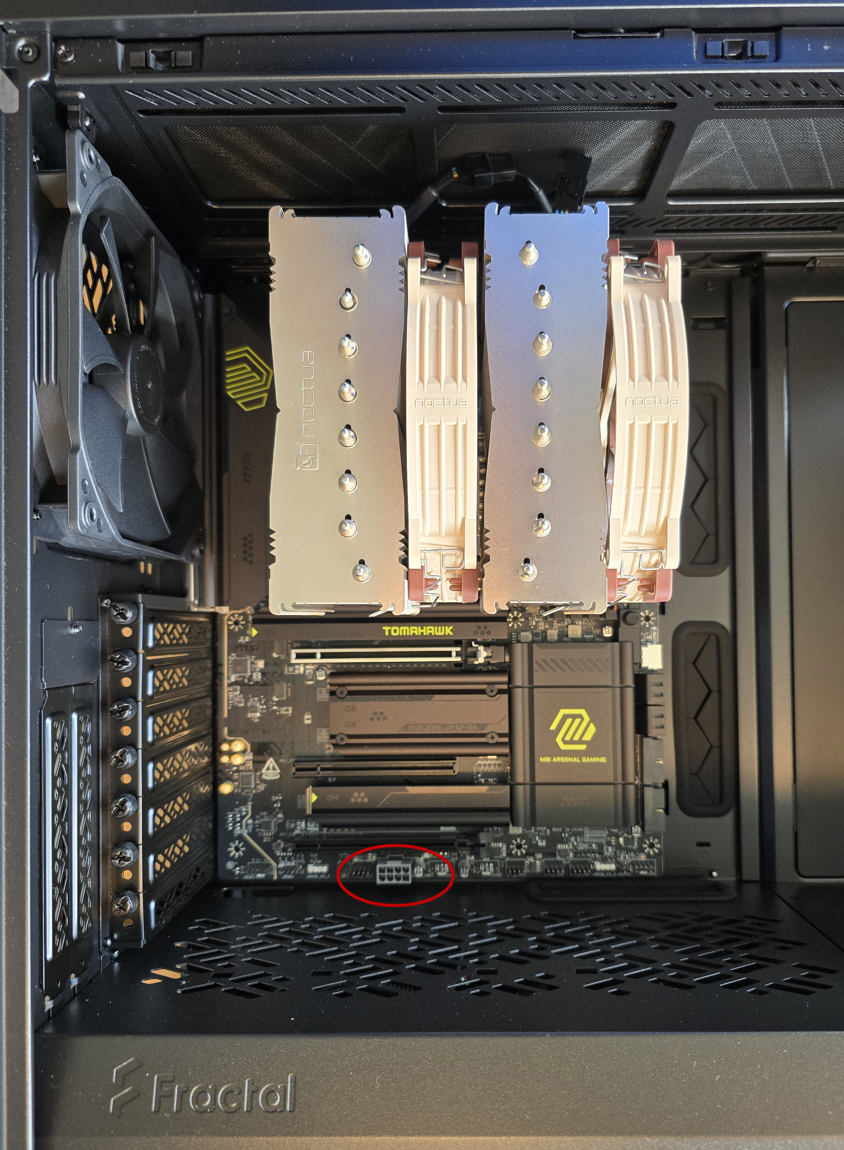 tight space around PCIe power connector